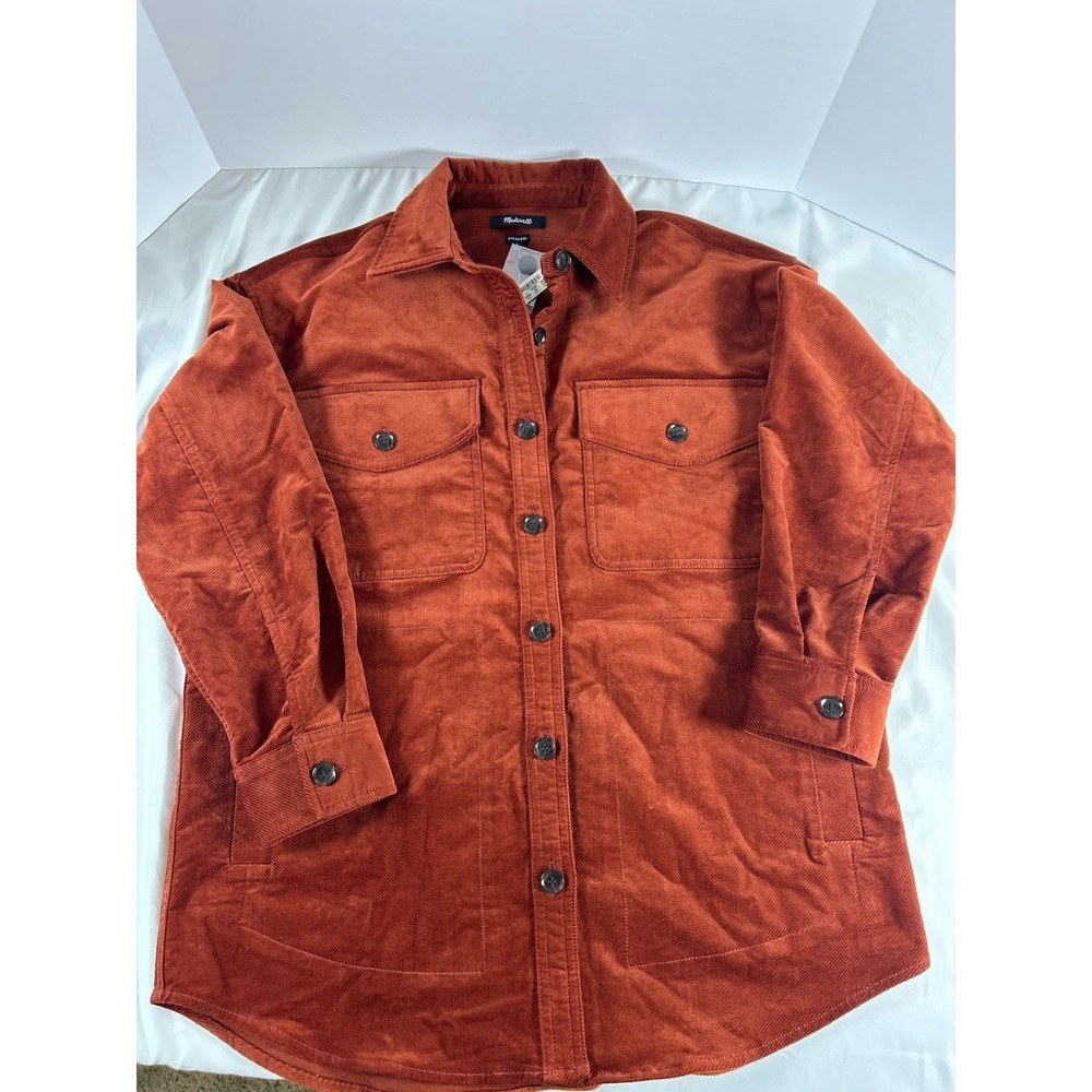 Madewell Women Jacket S Rust Brown Corduroy Oversized Overshirt Western NWT